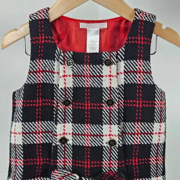 Janie and Jack Wool Blend Red Black Plaid Tartan Winter Holiday DressKid's 2T